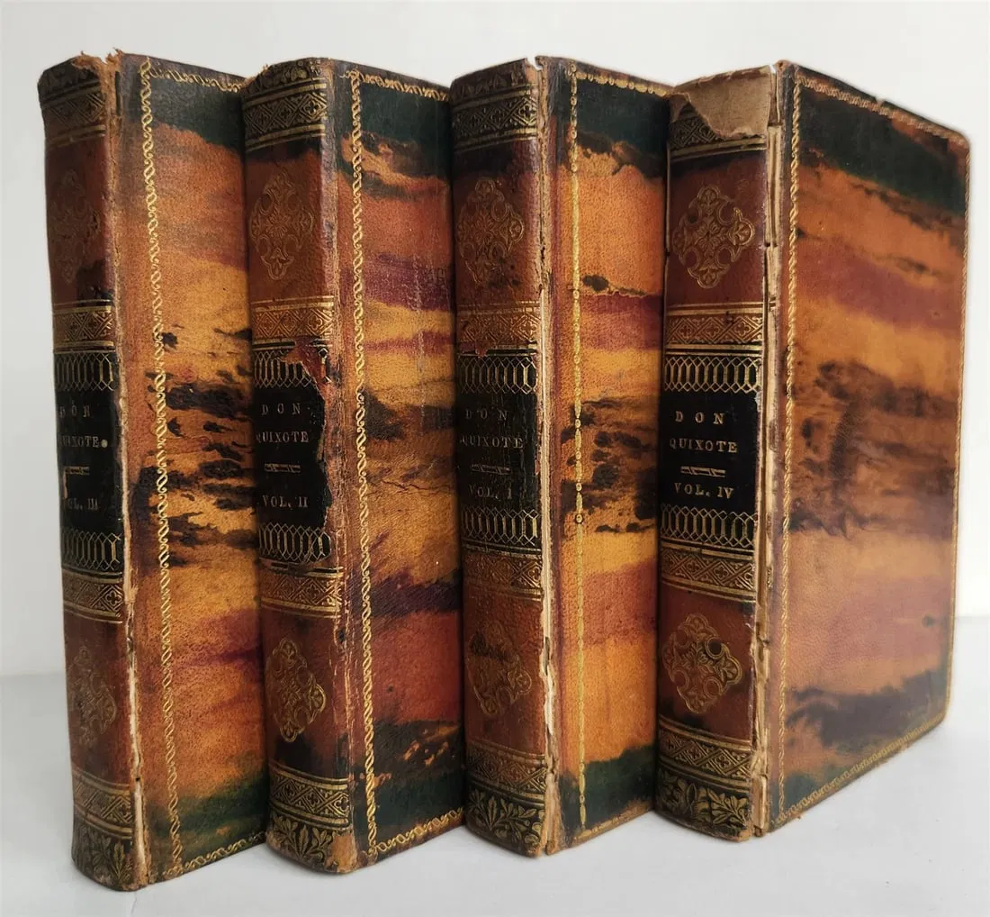 1828 DON QUIXOTE 4 VOLUMES printed in PHILADELPHIA antique AMERICAN EDITION