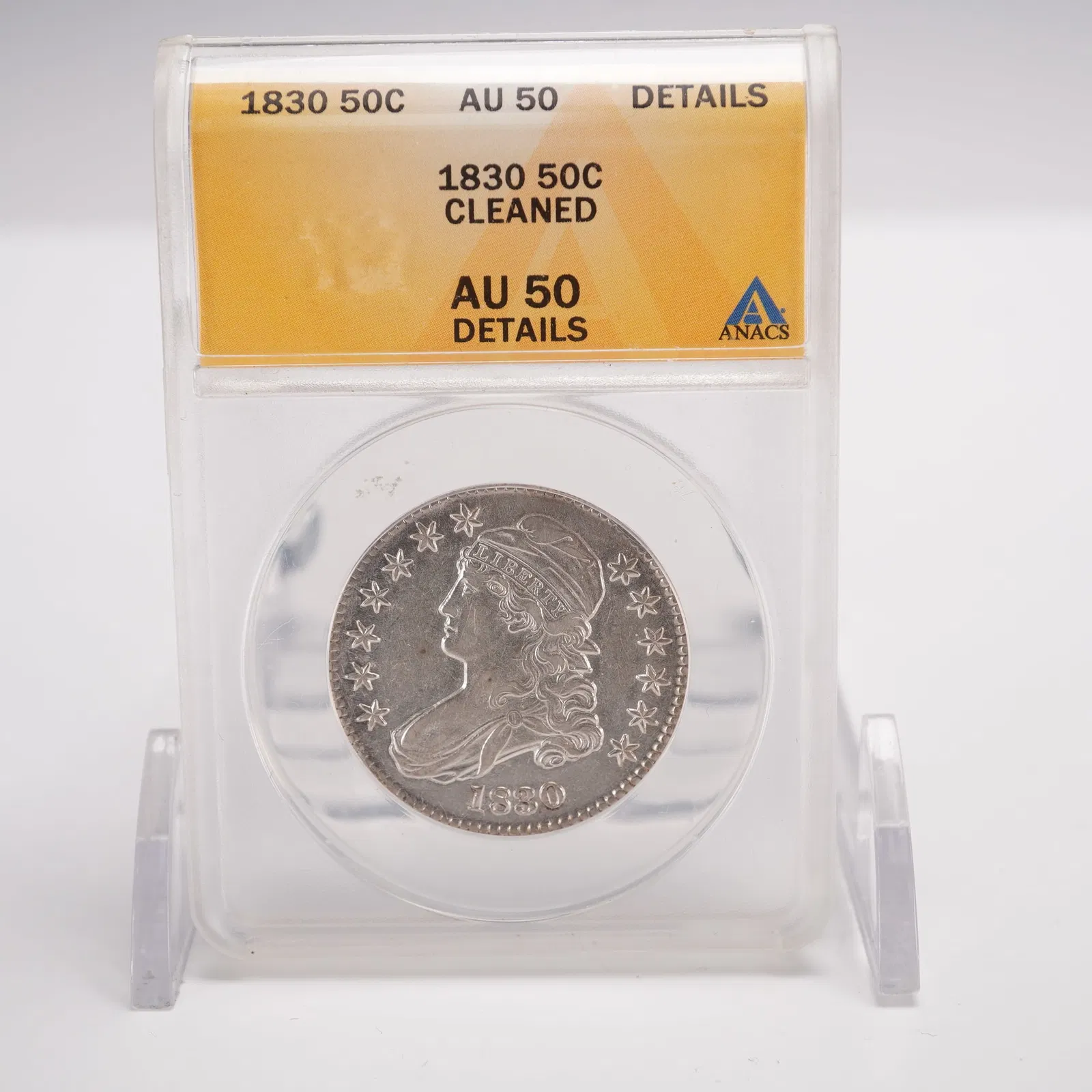 1830 Capped Bust Half Dollar ANACS Graded AU 50 Cleaned