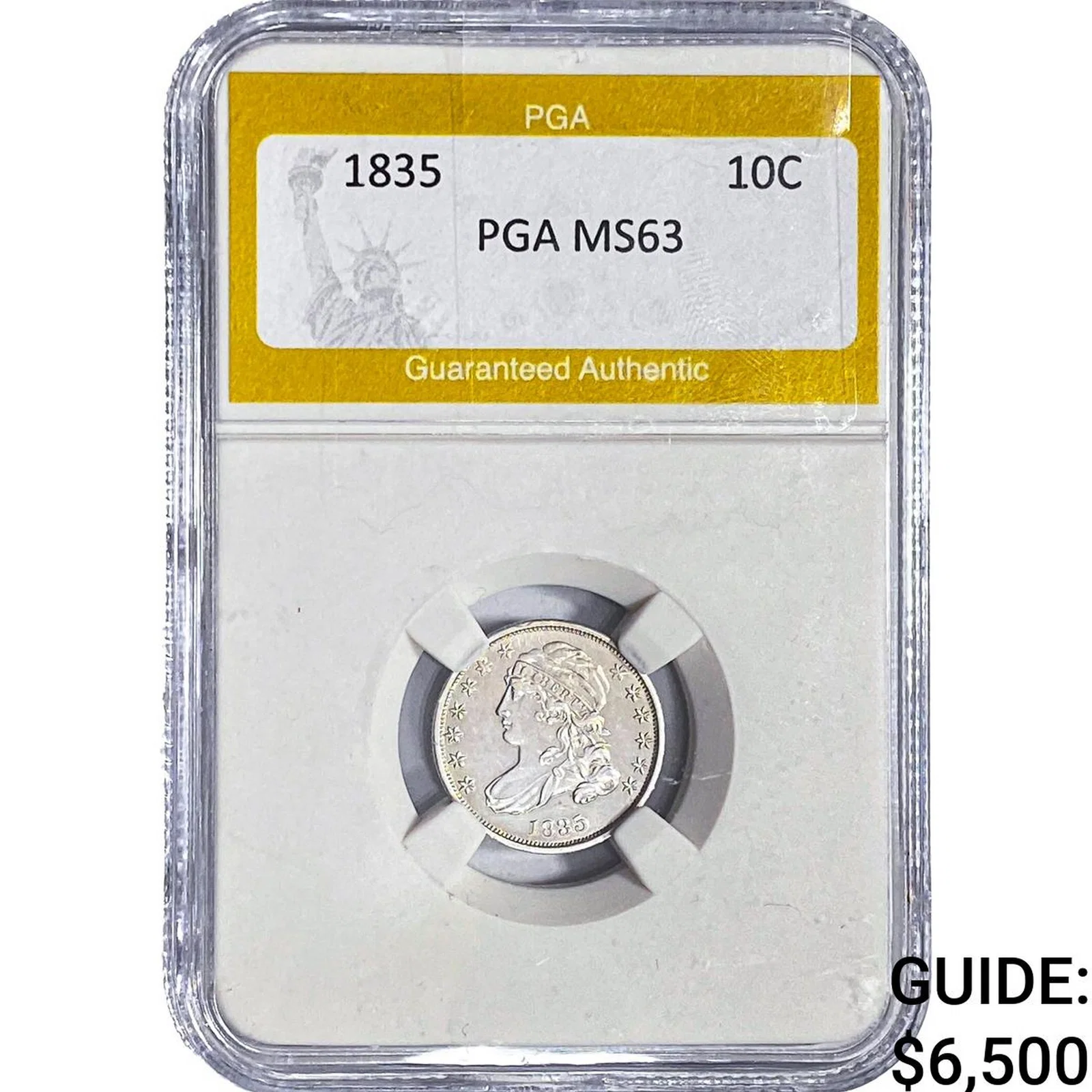 1835 Capped Bust Dime PGA MS63
