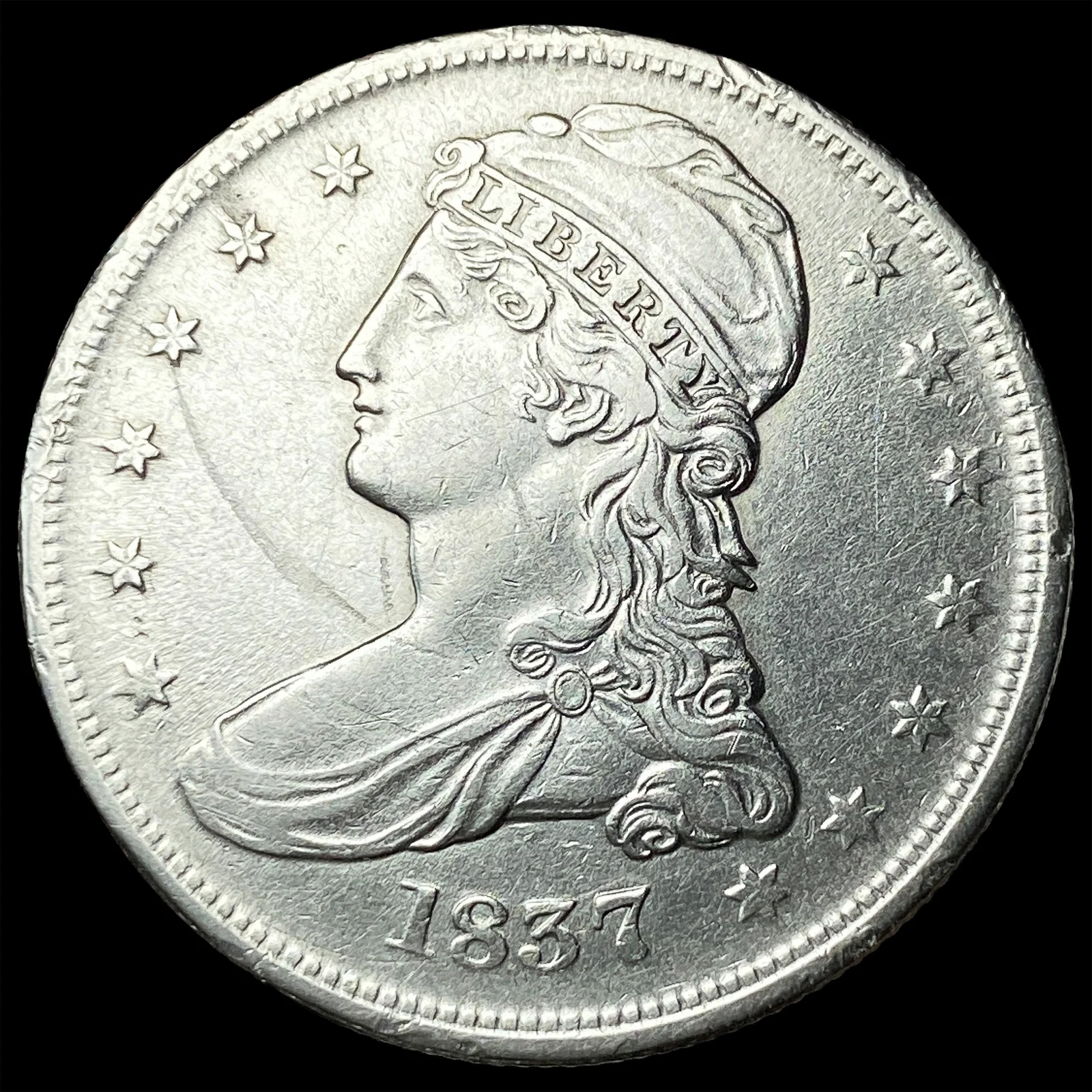 1837 Capped Bust Silver Half Dollar CLOSELY UNCIRCULATED