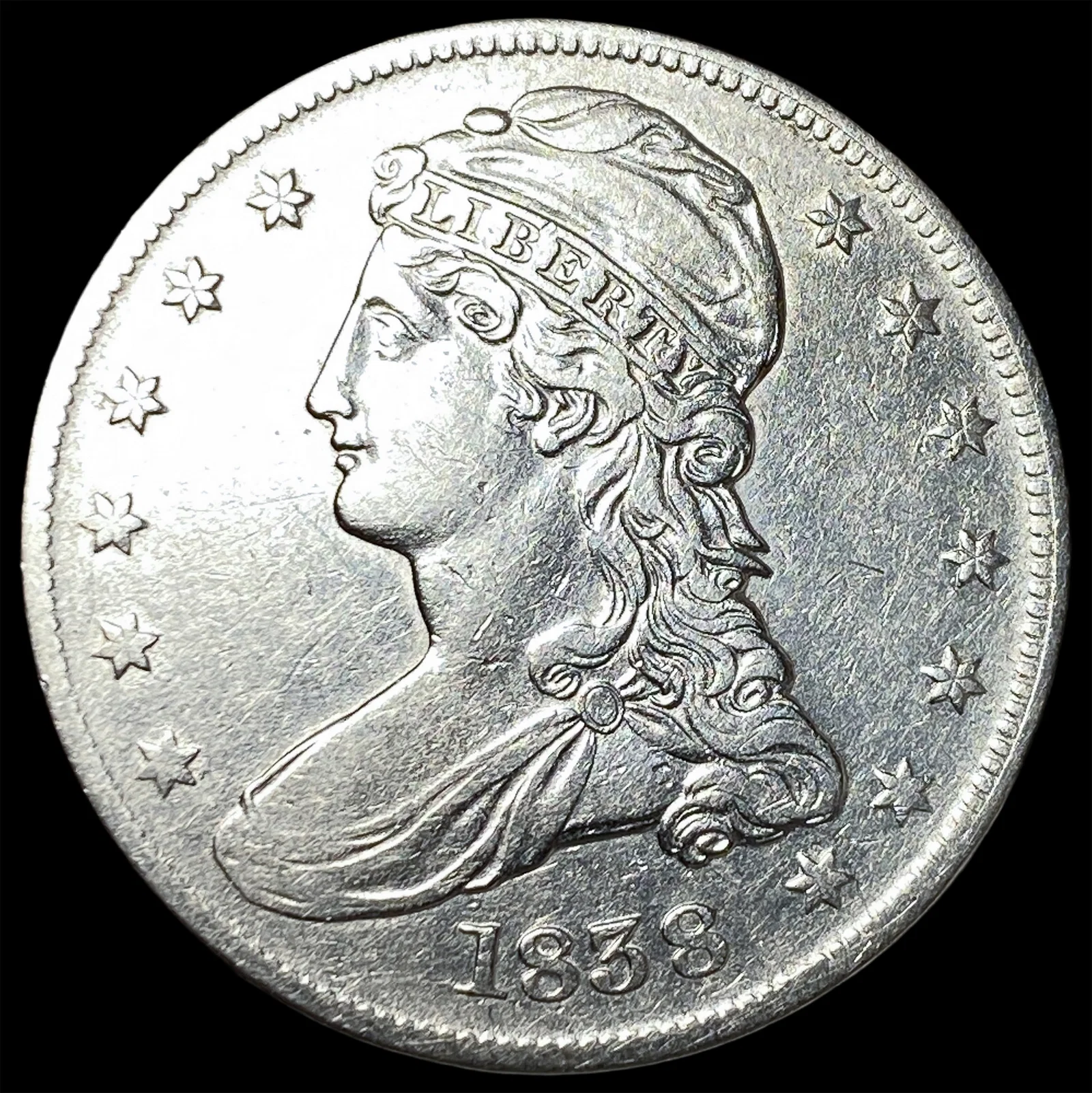 1838 Capped Bust Half Dollar CLOSELY UNCIRCULATED