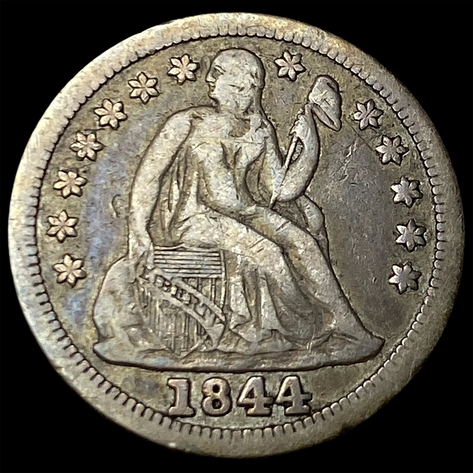 1844 Seated Liberty Dime LIGHTLY CIRCULATED