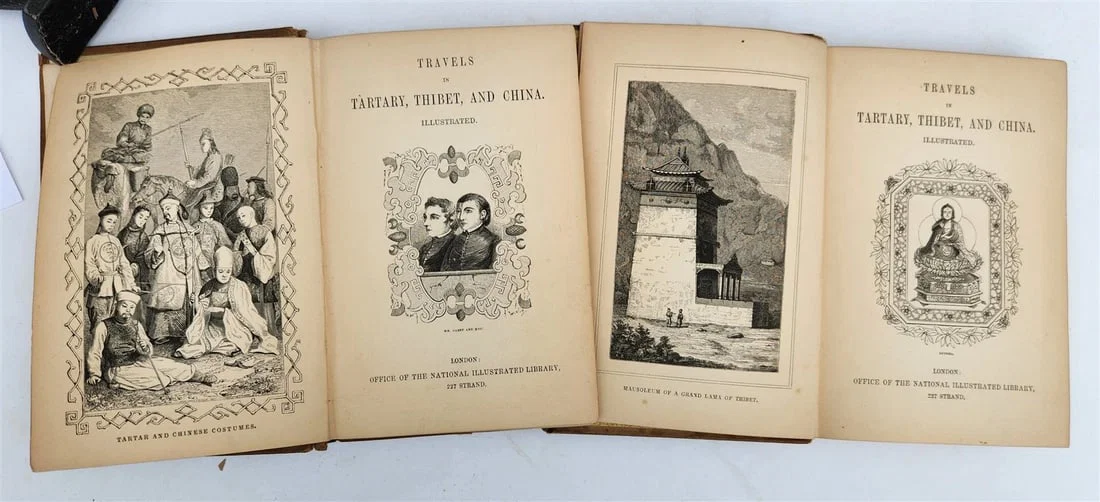 1844 TRAVELS to TARTARY THIBET & CHINA in 1844-46 antique 2 VOLUMES illustrated