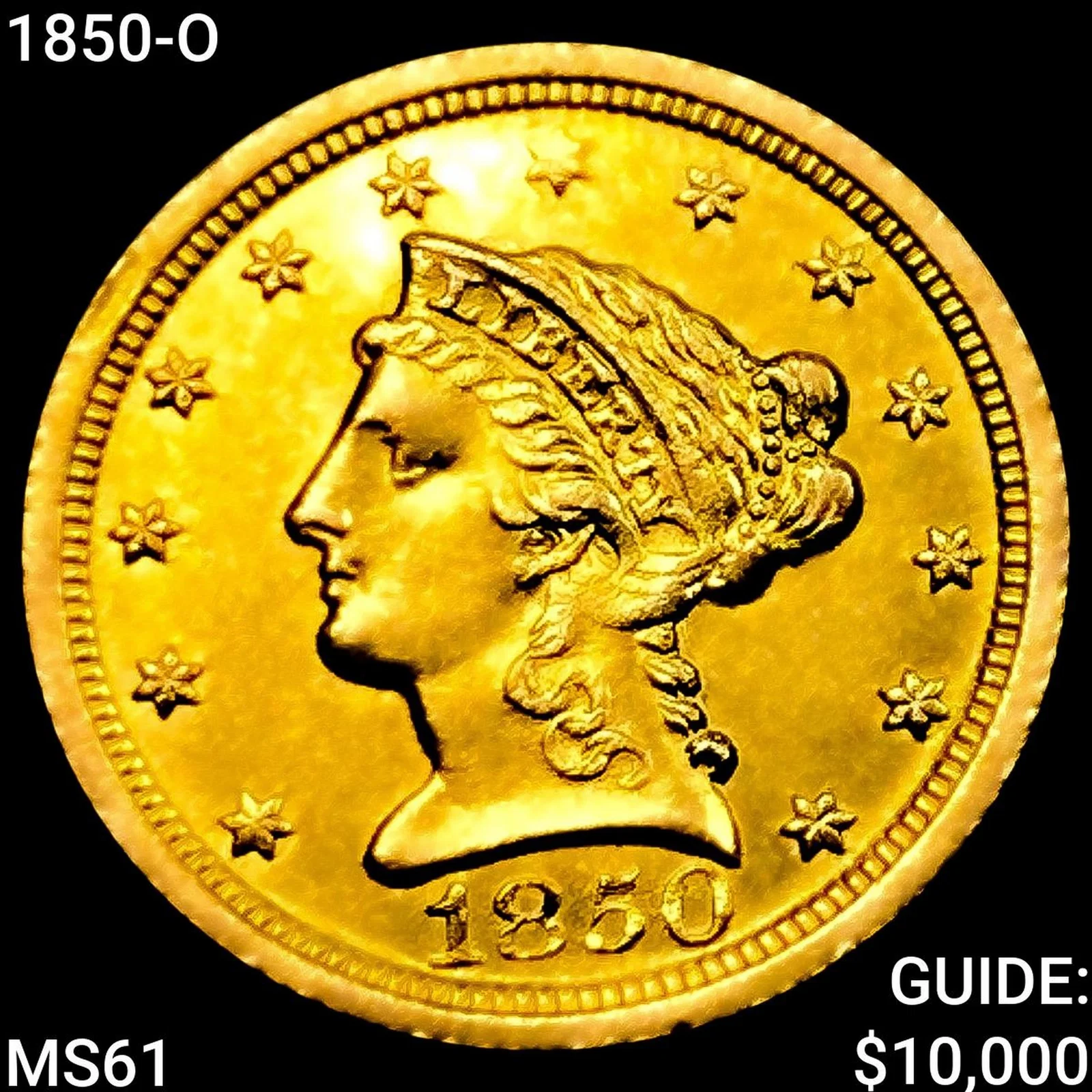 1850-O $2.50 Gold Quarter Eagle UNCIRCULATED
