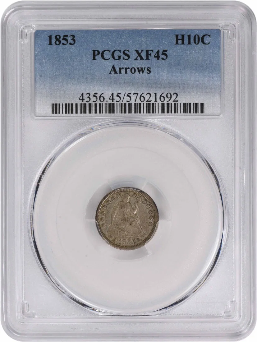 1853 Liberty Seated Half Dime EF45 PCGS 90% Silver Philadelphia Mint