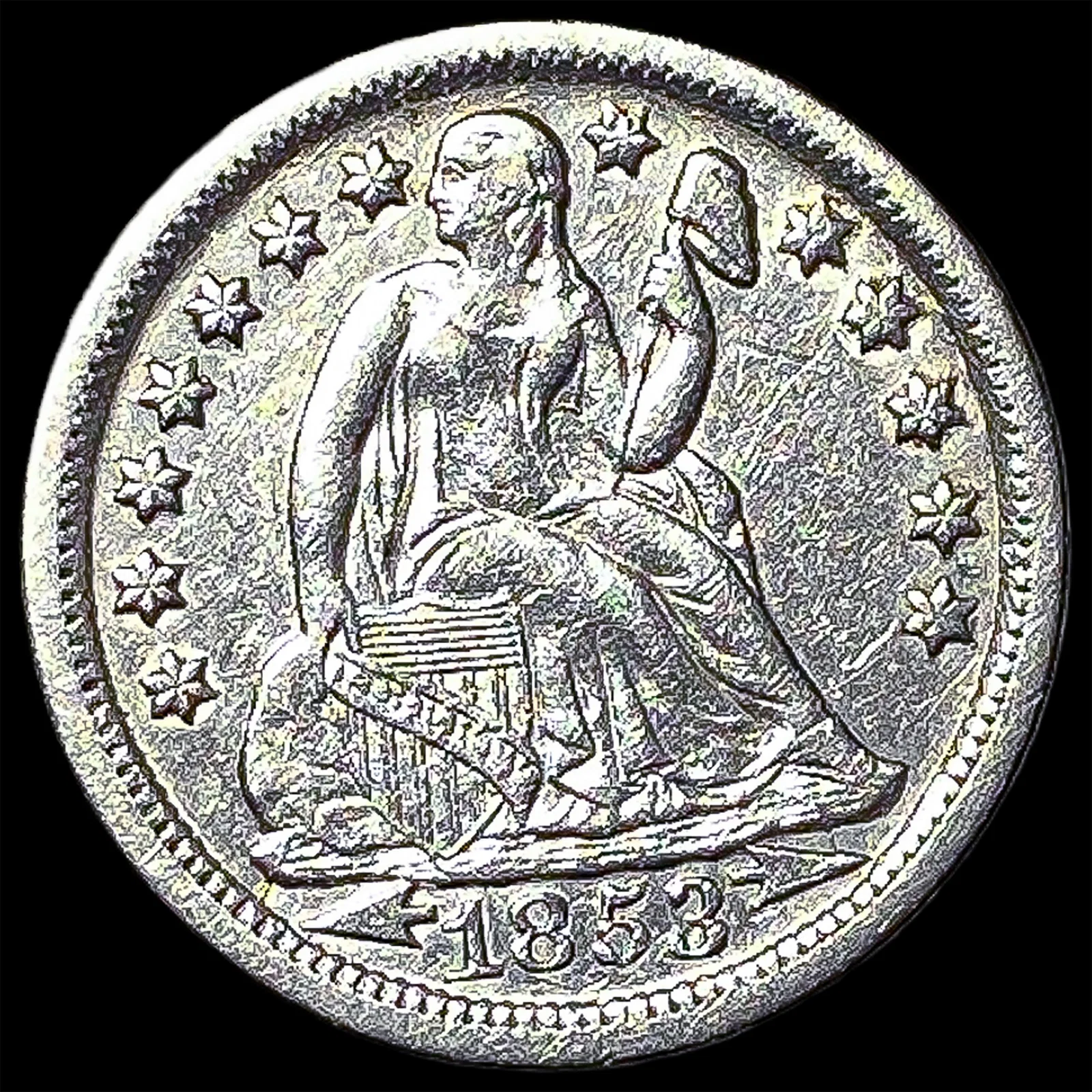 1853-O Arrows Silver Seated Liberty Dime CLOSELY UNCIRCULATED