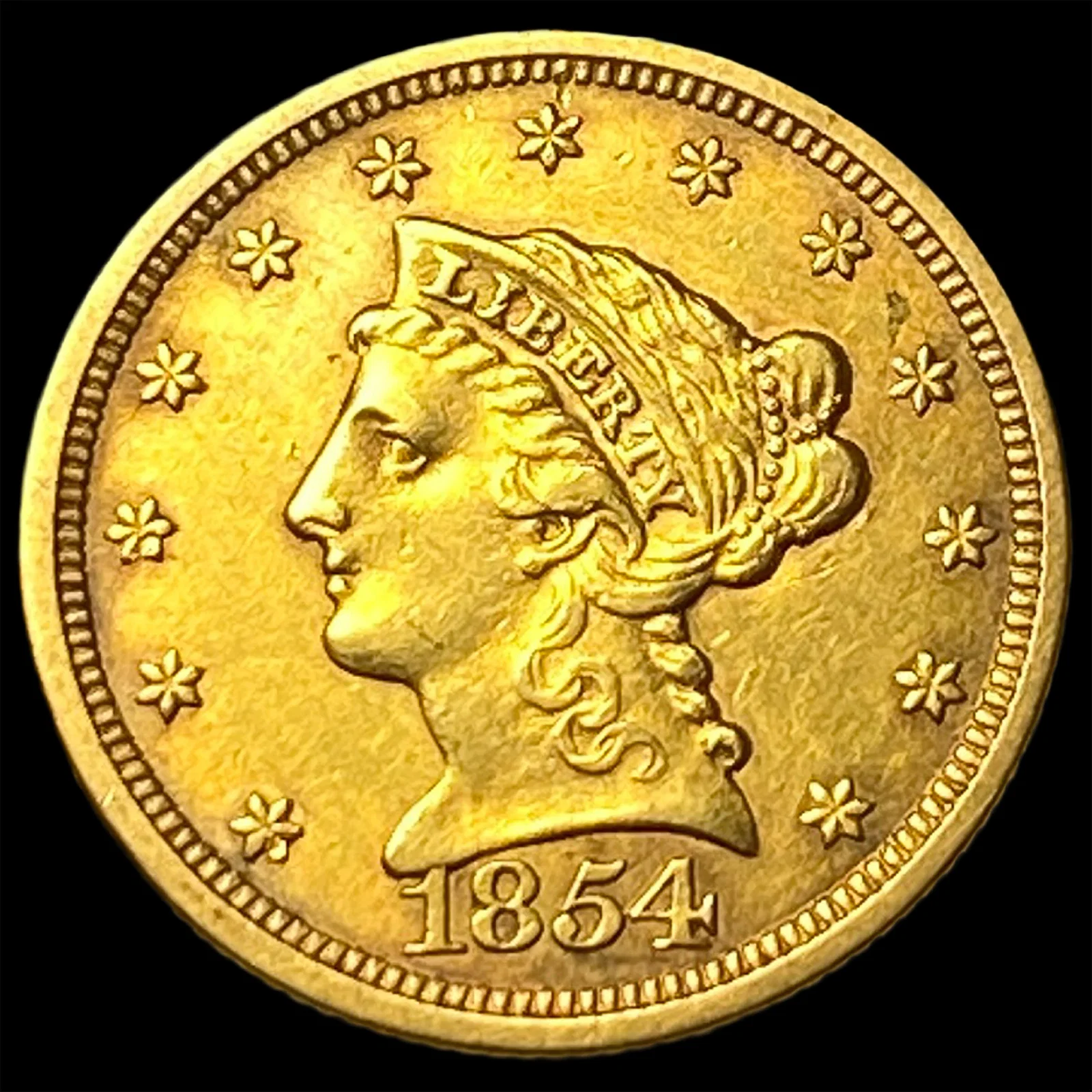 1854 Gold $2.50 Liberty Head Quarter Eagle CLOSELY UNCIRCULATED