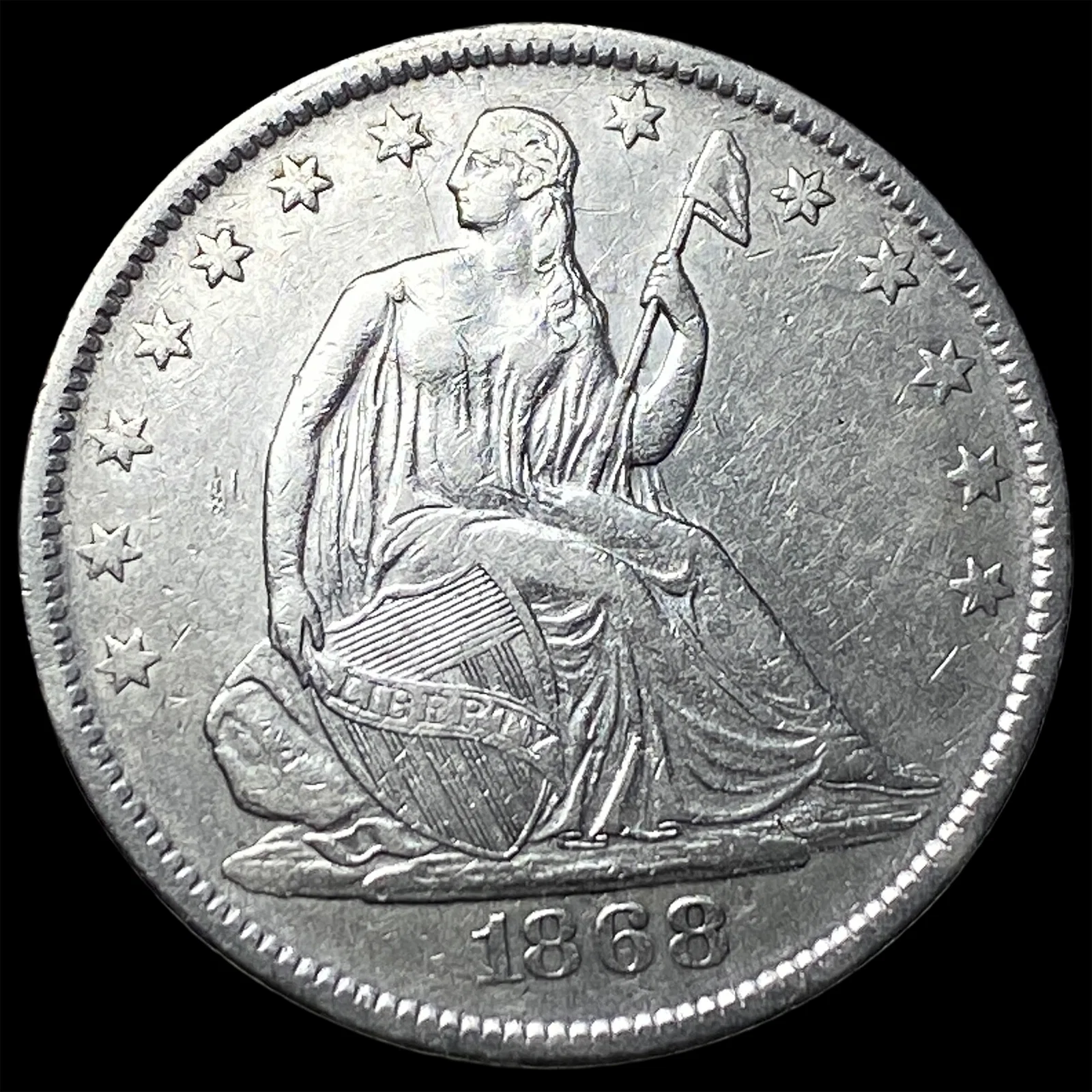 1868-S Silver Seated Liberty Half Dollar NEARLY UNCIRCULATED