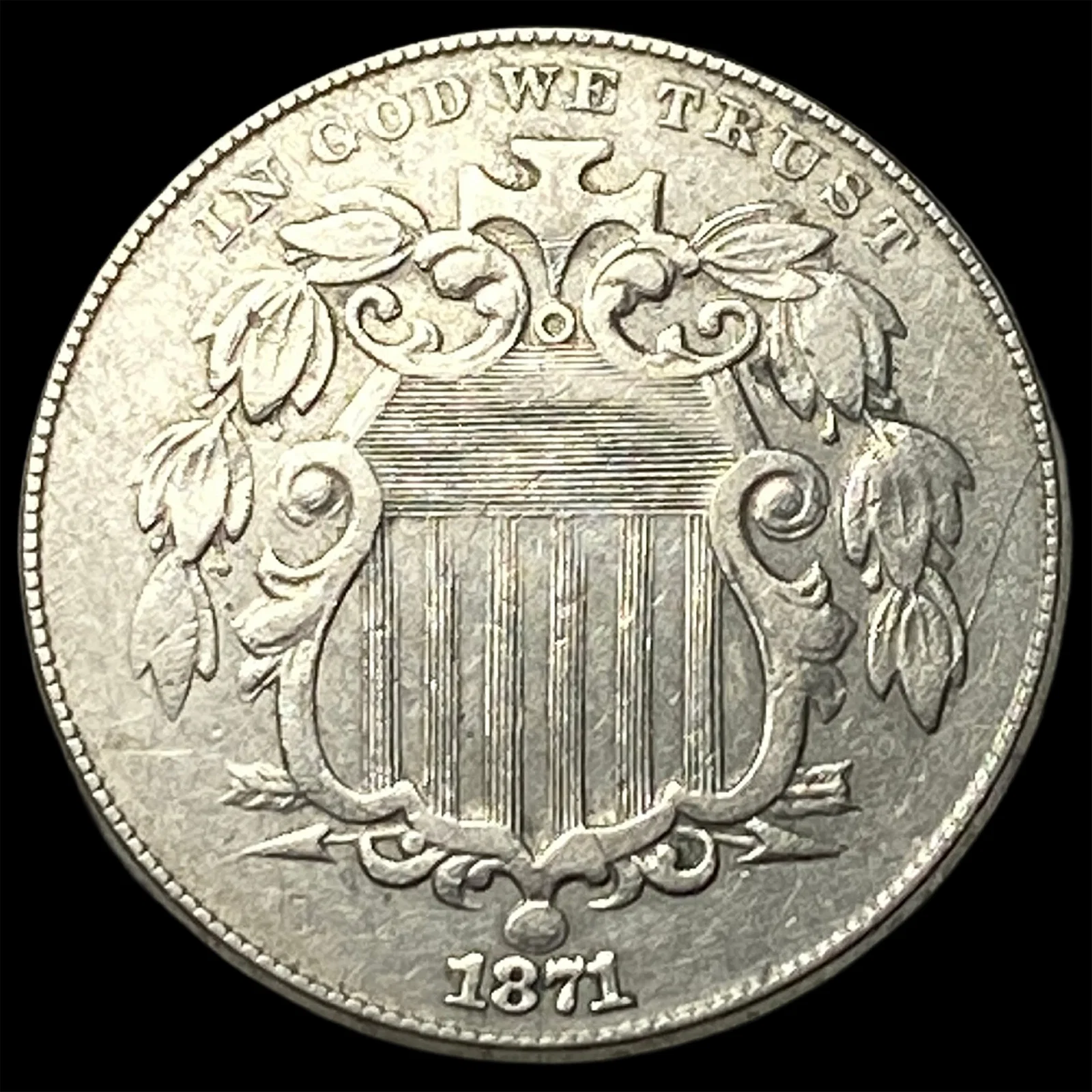 1871 Shield Nickel CLOSELY UNCIRCULATED