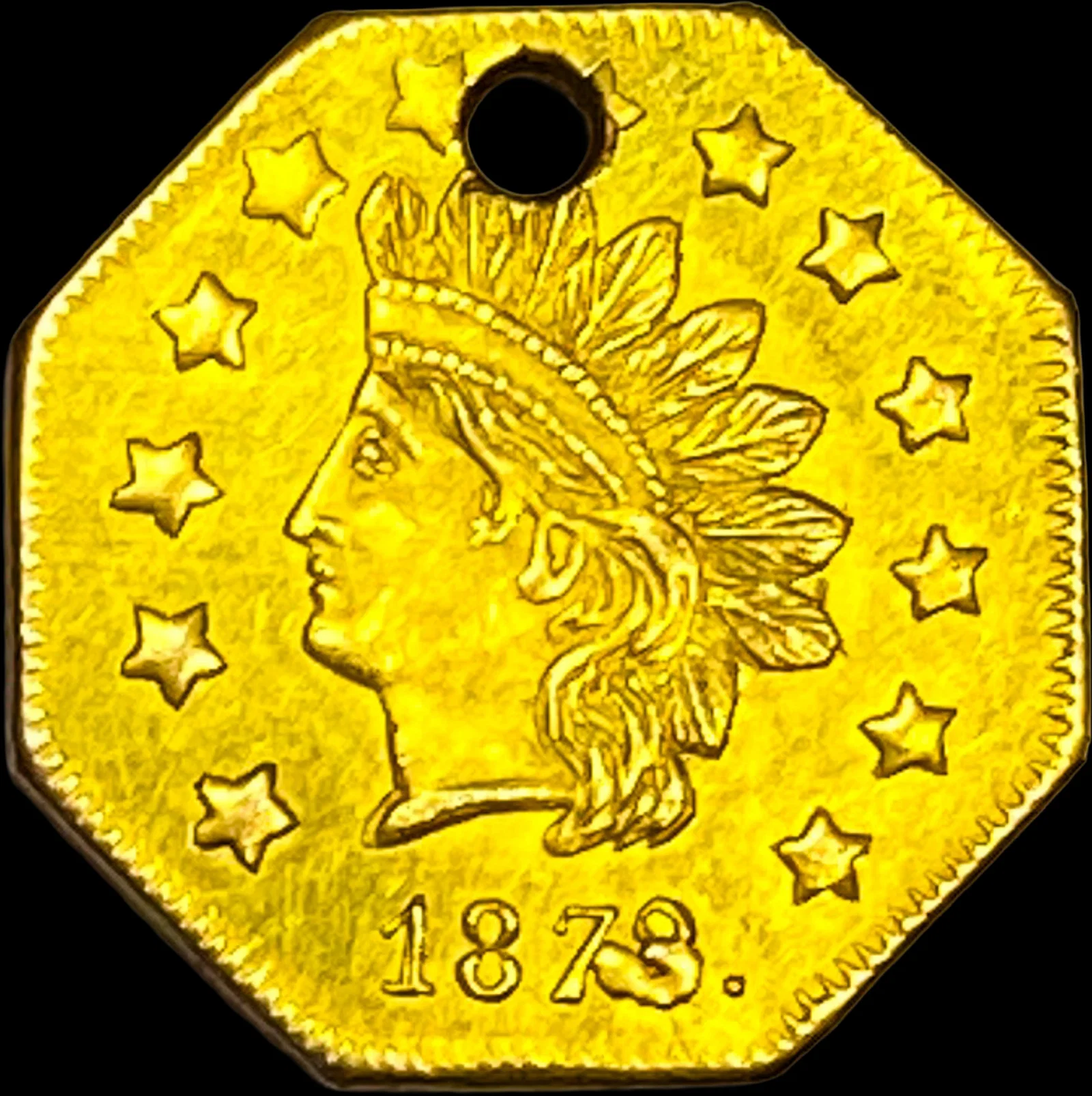 1873 California Gold 1 Dollar Octagonal HIGH GRADE