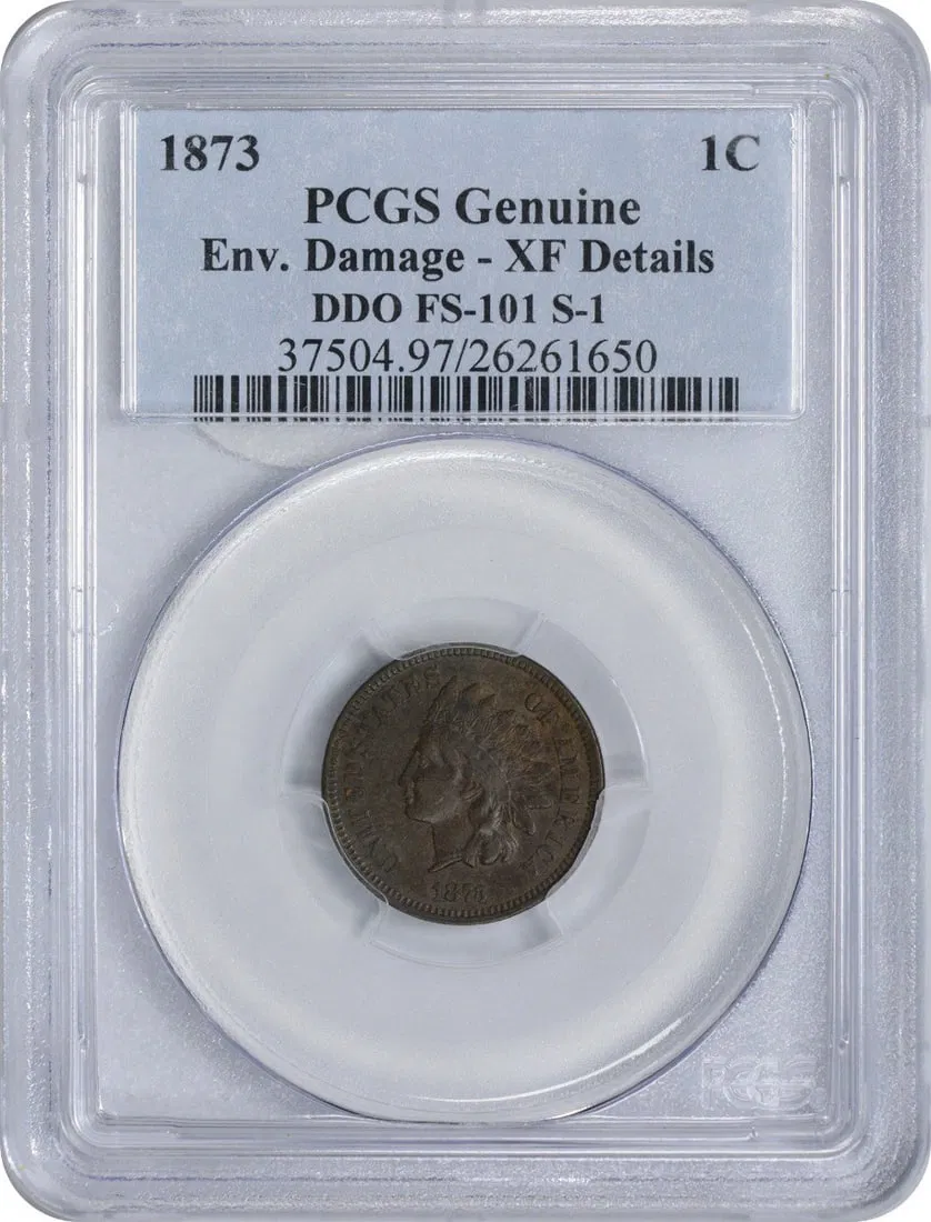 1873 Indian Cent Closed 3 DDO FS-101 S-1 Certified PCGS Copper