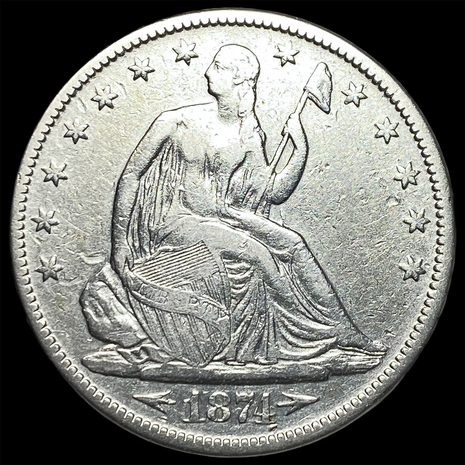 1874 Arrows Seated Liberty Half Dollar NEARLY UNCIRCULATED
