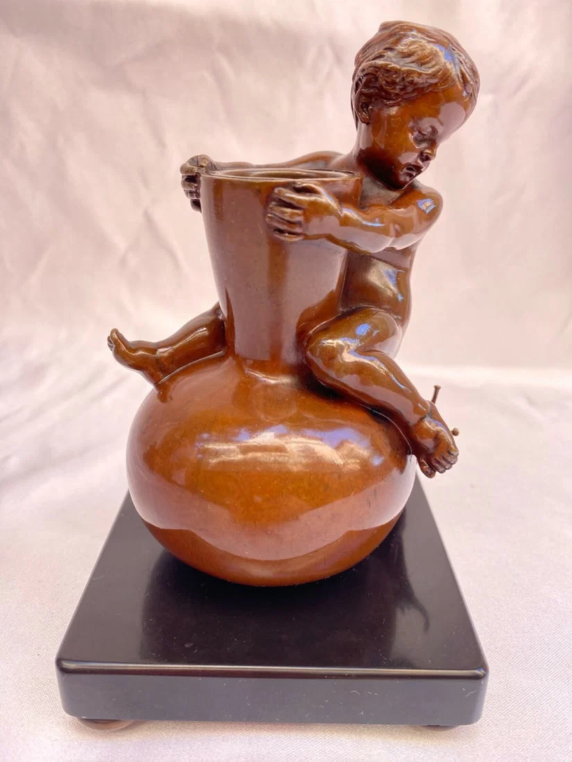 1877 Bronze Statue Boy and Snail by Ernest L. Barrias