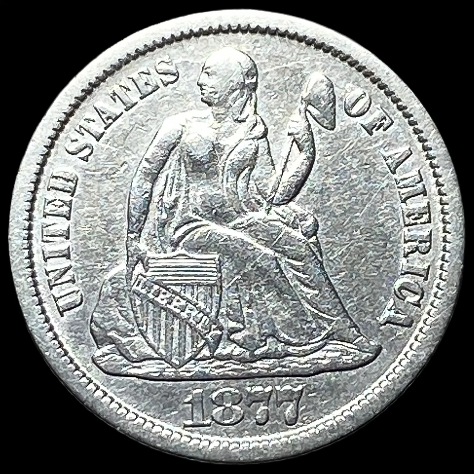 1877-CC Silver Seated Liberty Dime UNCIRCULATED
