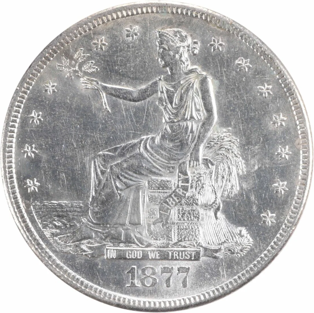 1877-S Trade Dollar Silver BU Uncertified $1 Coin Km 108