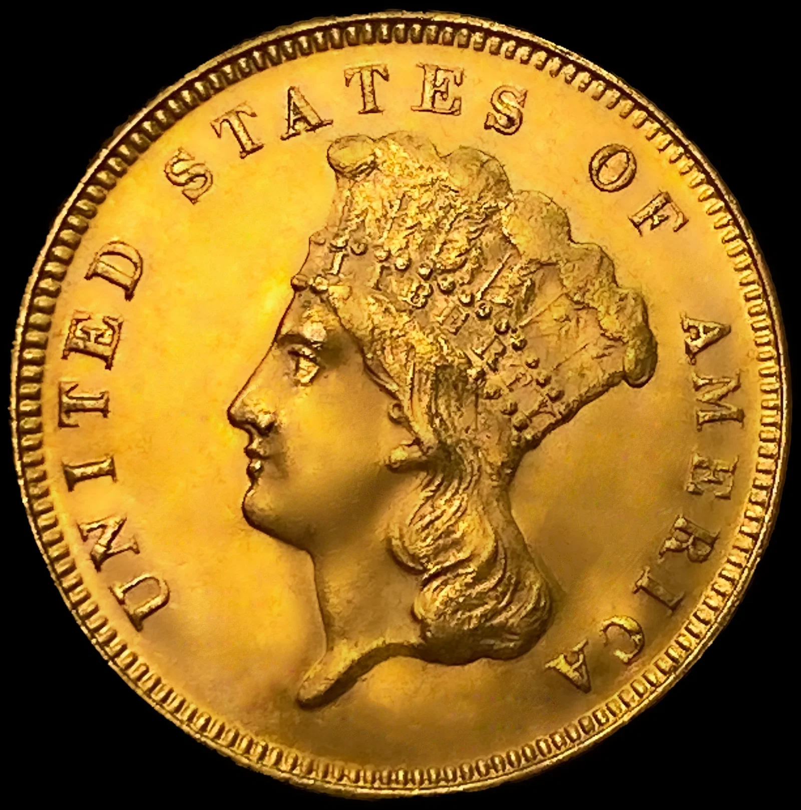 1878 $3 Gold Piece CHOICE BU