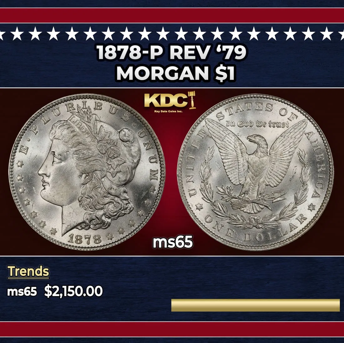 1878-p Rev '79 Morgan Dollar $1 ms65 SEGS