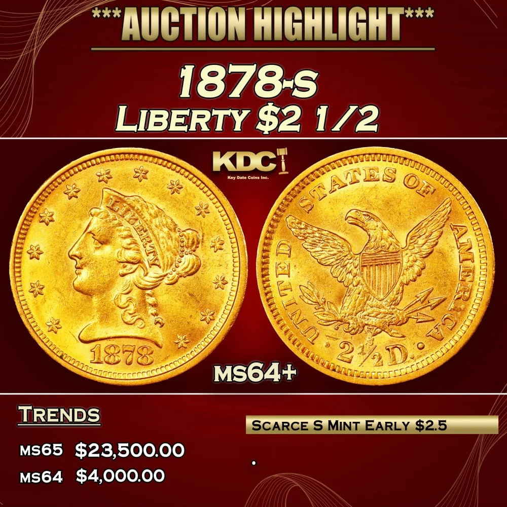 1878-s Gold Liberty Quarter Eagle $2 1/2 ms64+ SEGS
