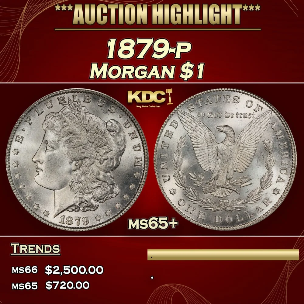 1879-p Morgan Dollar $1 ms65+ SEGS