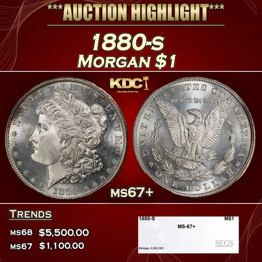 1880-s Morgan Dollar $1 ms67+ SEGS