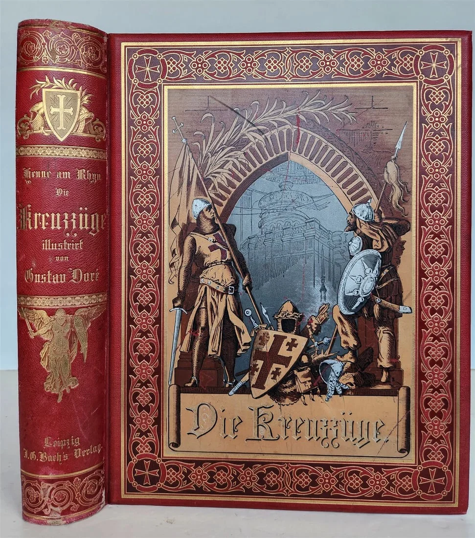 1880s CRUSADES CULTURE of THEIR TIME antique GUSTAVE DORE ILLUSTRATED FOLIO