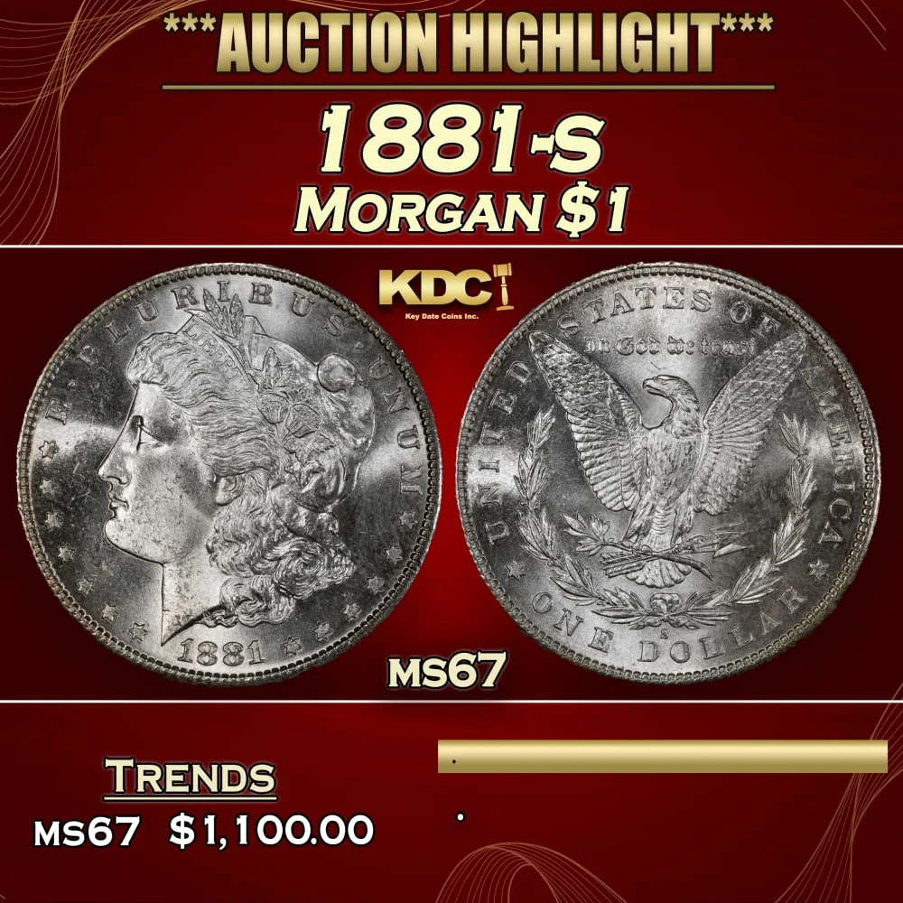 1881-s Morgan Dollar $1 ms67 SEGS