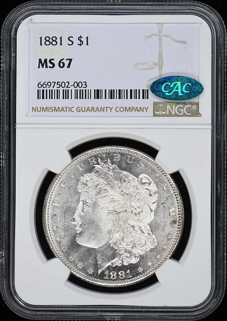 1881-S Morgan Dollar NGC MS67 CAC Certified Uncirculated