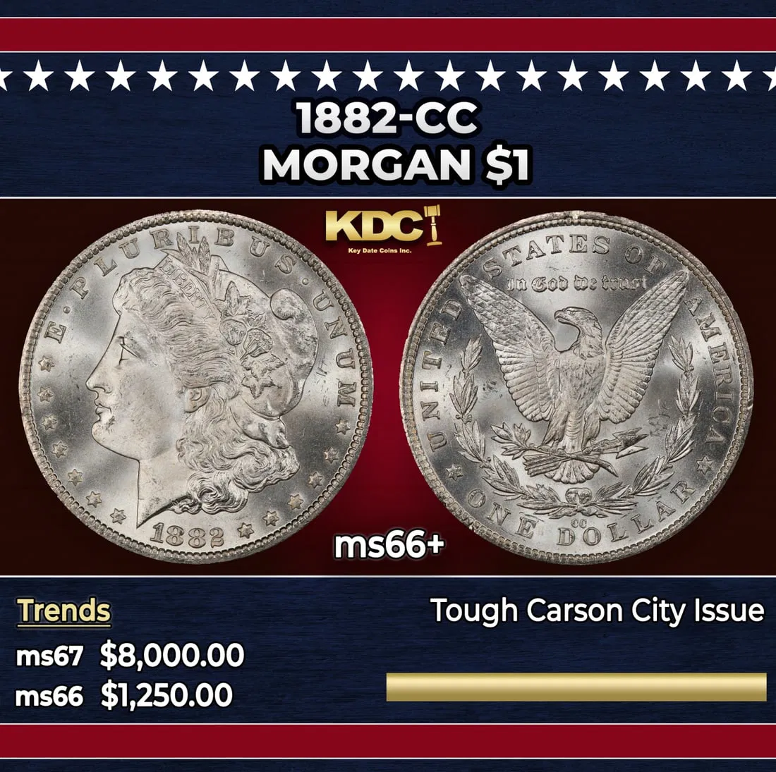 1882-cc Morgan Dollar $1 ms66+ SEGS