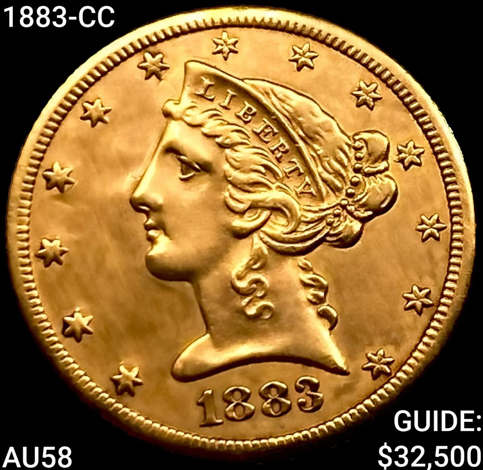 1883-CC $5 Gold Half Eagle CHOICE AU