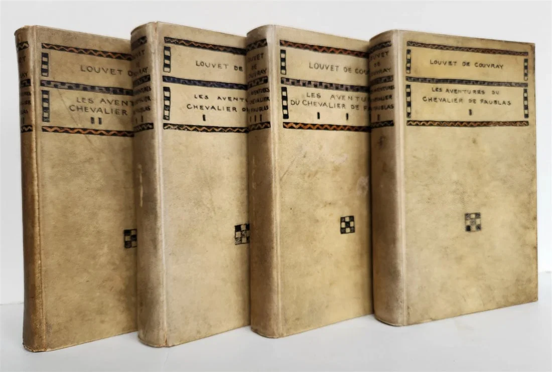 1883 LES AVENTURES DU CHEVALIER DE FAUBLAS 4 volumes VELLUM BOUND