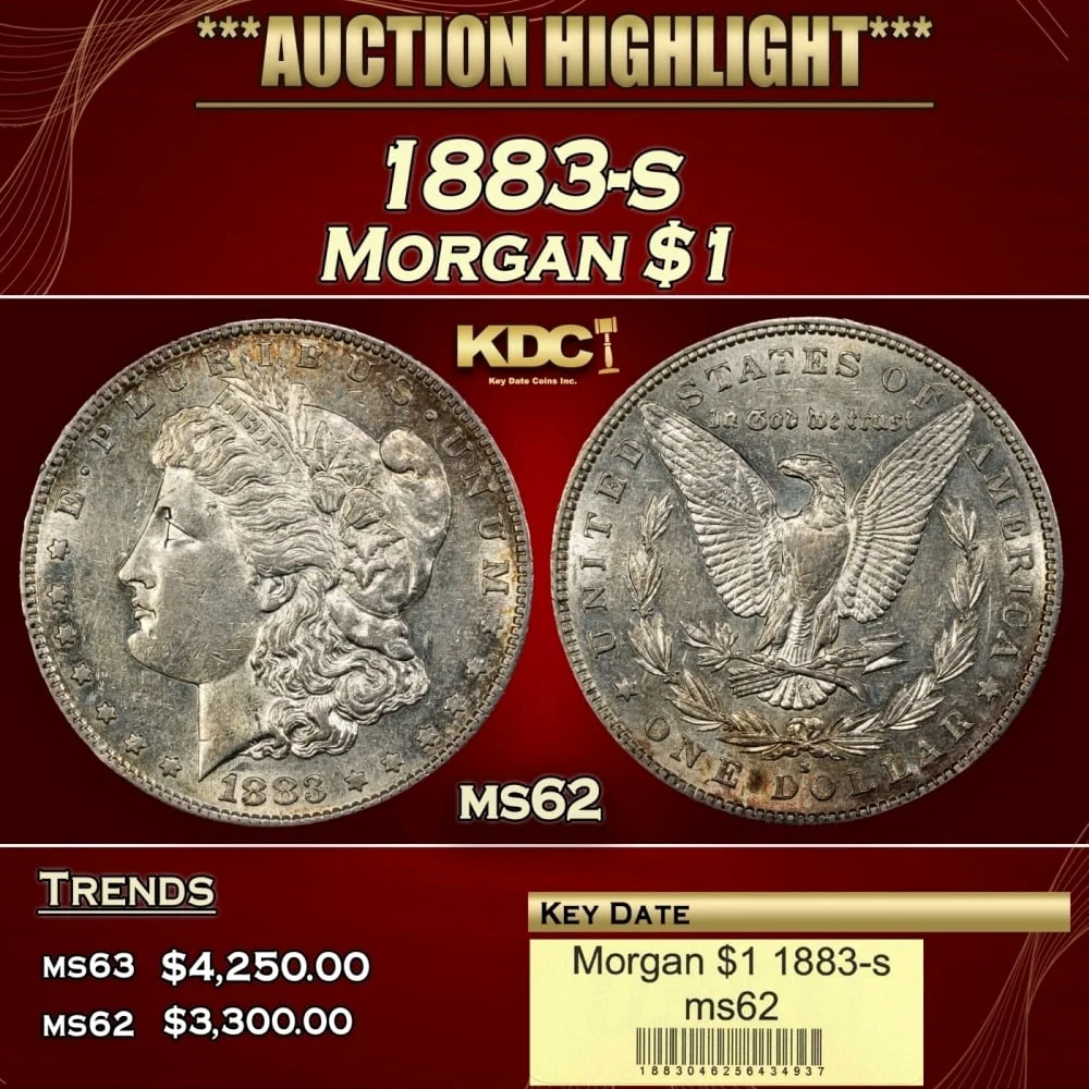 1883-s Morgan Dollar $1 ms62 USCG