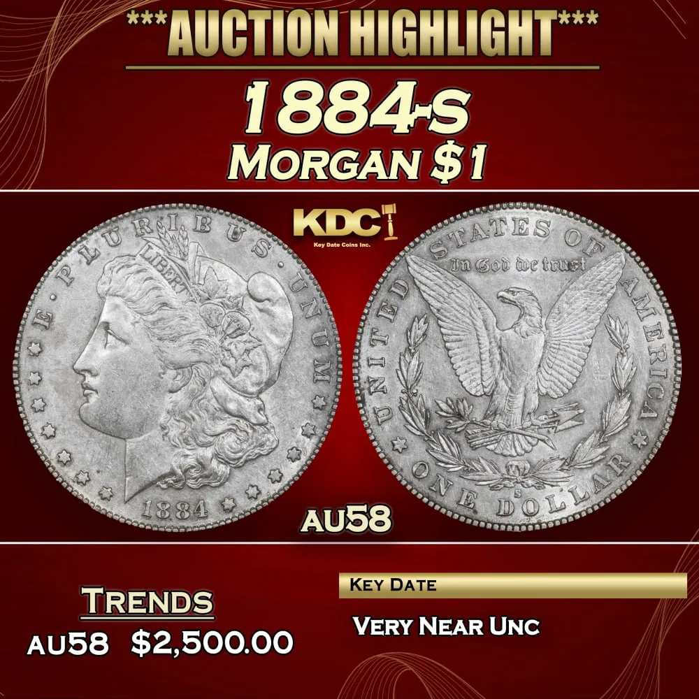 1884-s Morgan Dollar $1 au58 SEGS