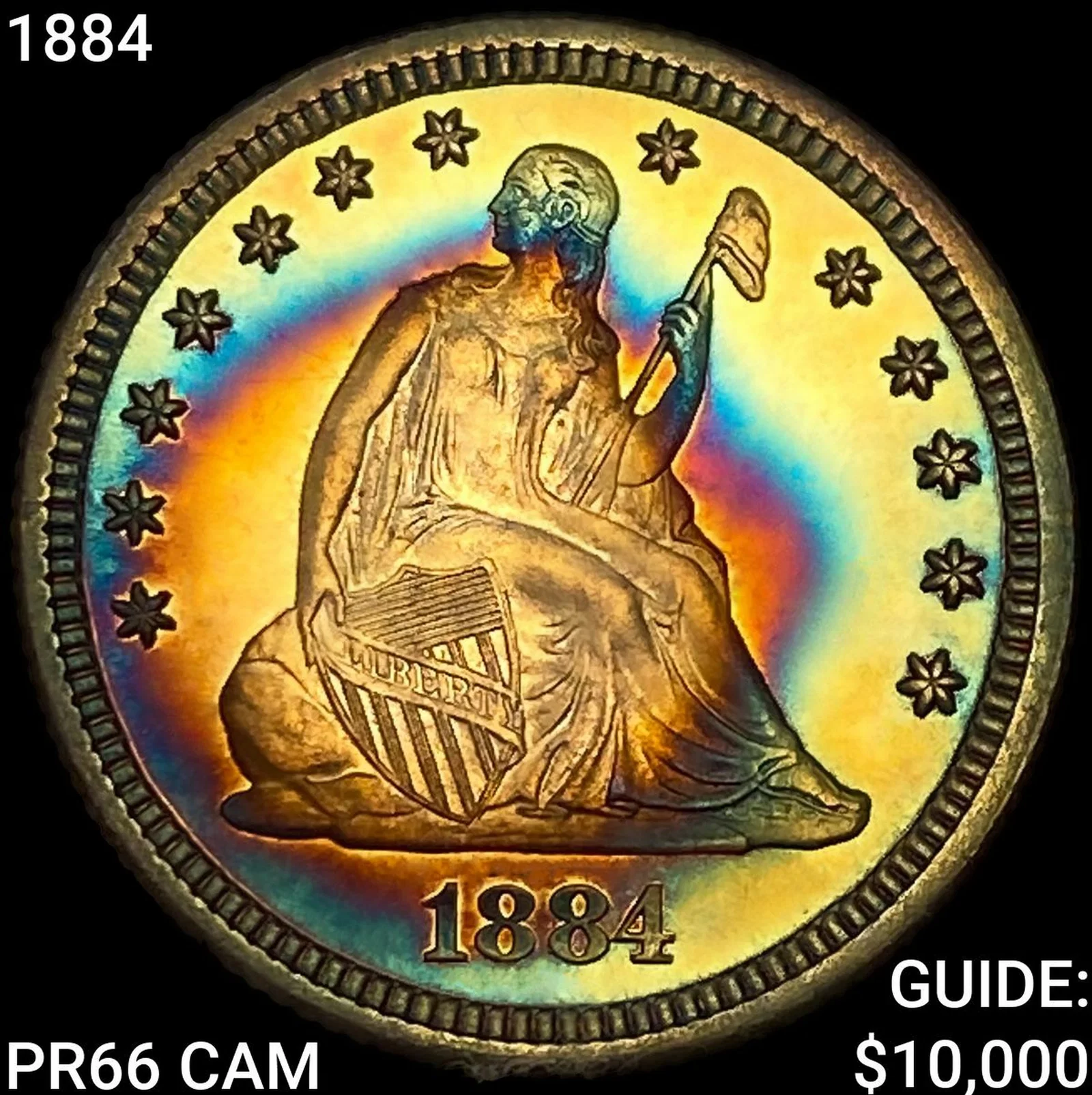 1884 Seated Liberty Quarter GEM PROOF CAM