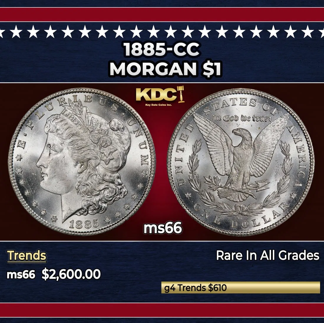 1885-cc Morgan Dollar $1 ms66 SEGS