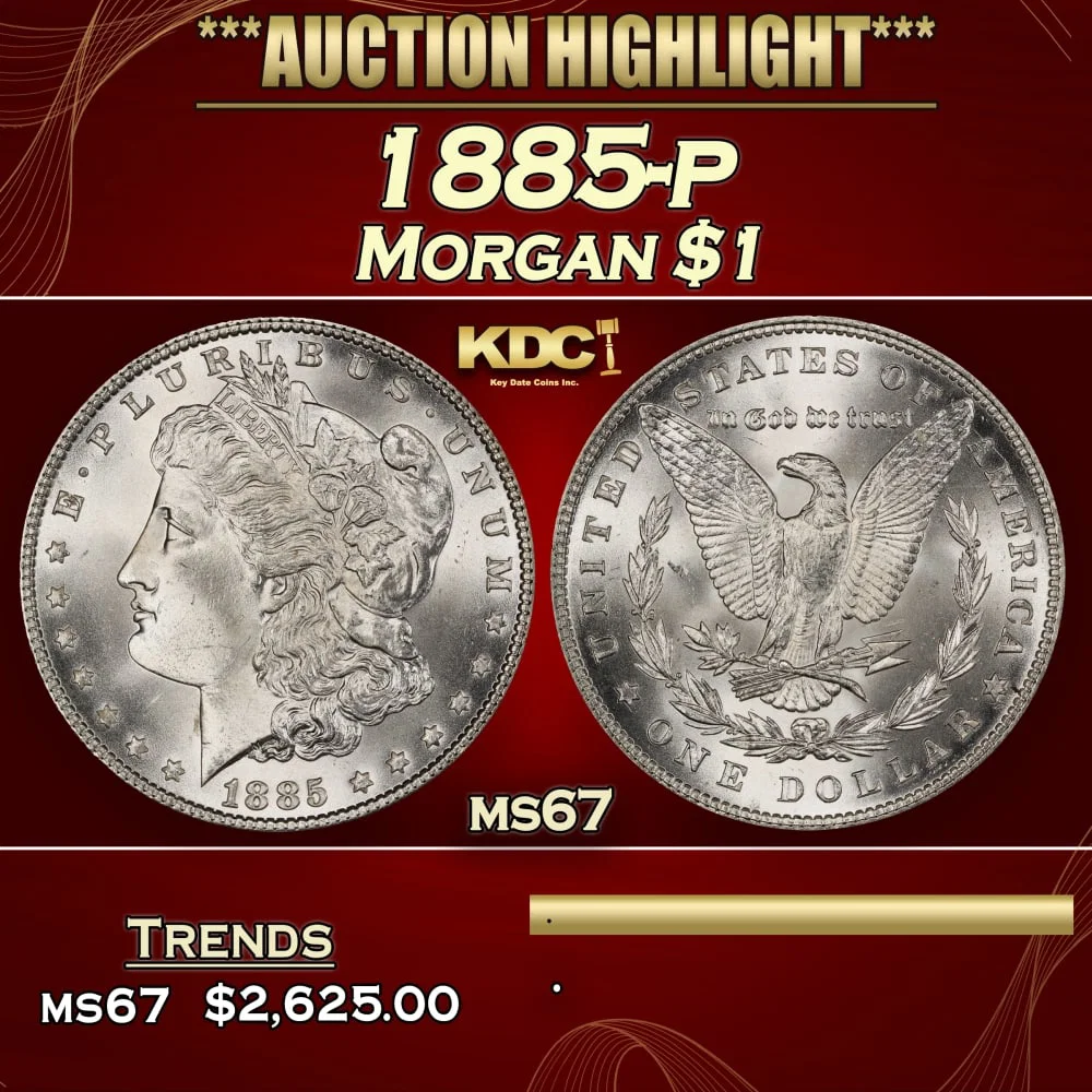 1885-p Morgan Dollar $1 ms67 SEGS