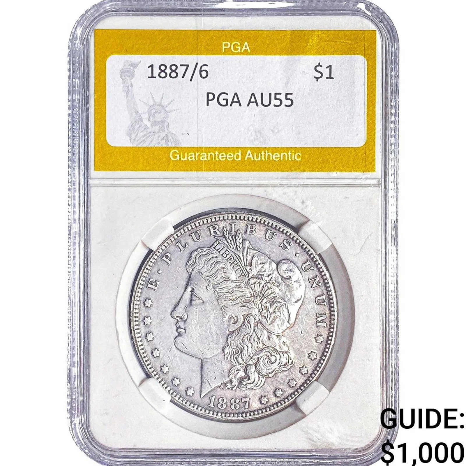 1887/6 Morgan Silver Dollar PGA AU55