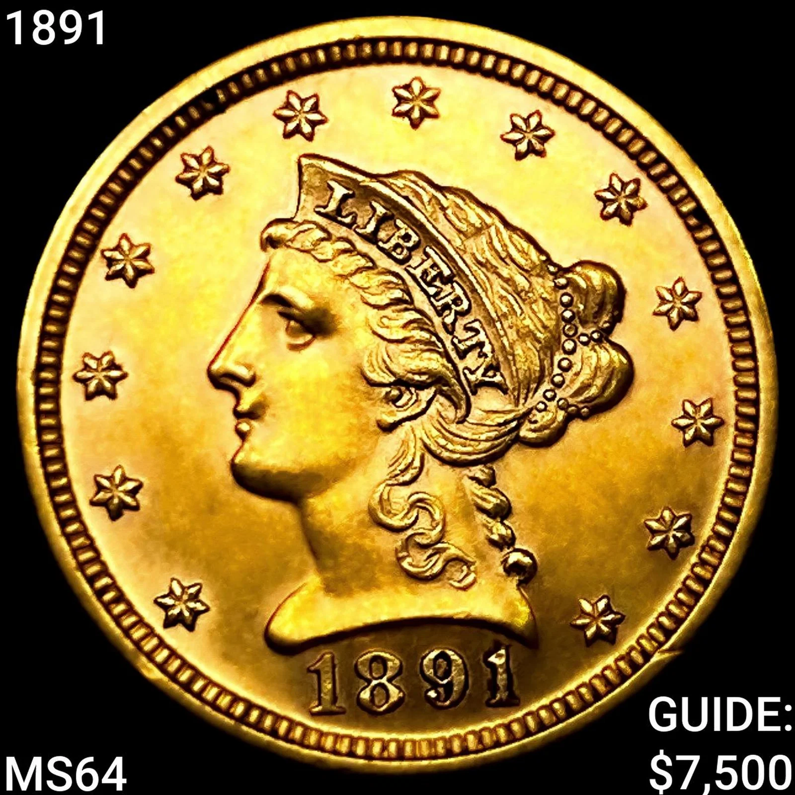 1891 $2.50 Gold Quarter Eagle CHOICE BU