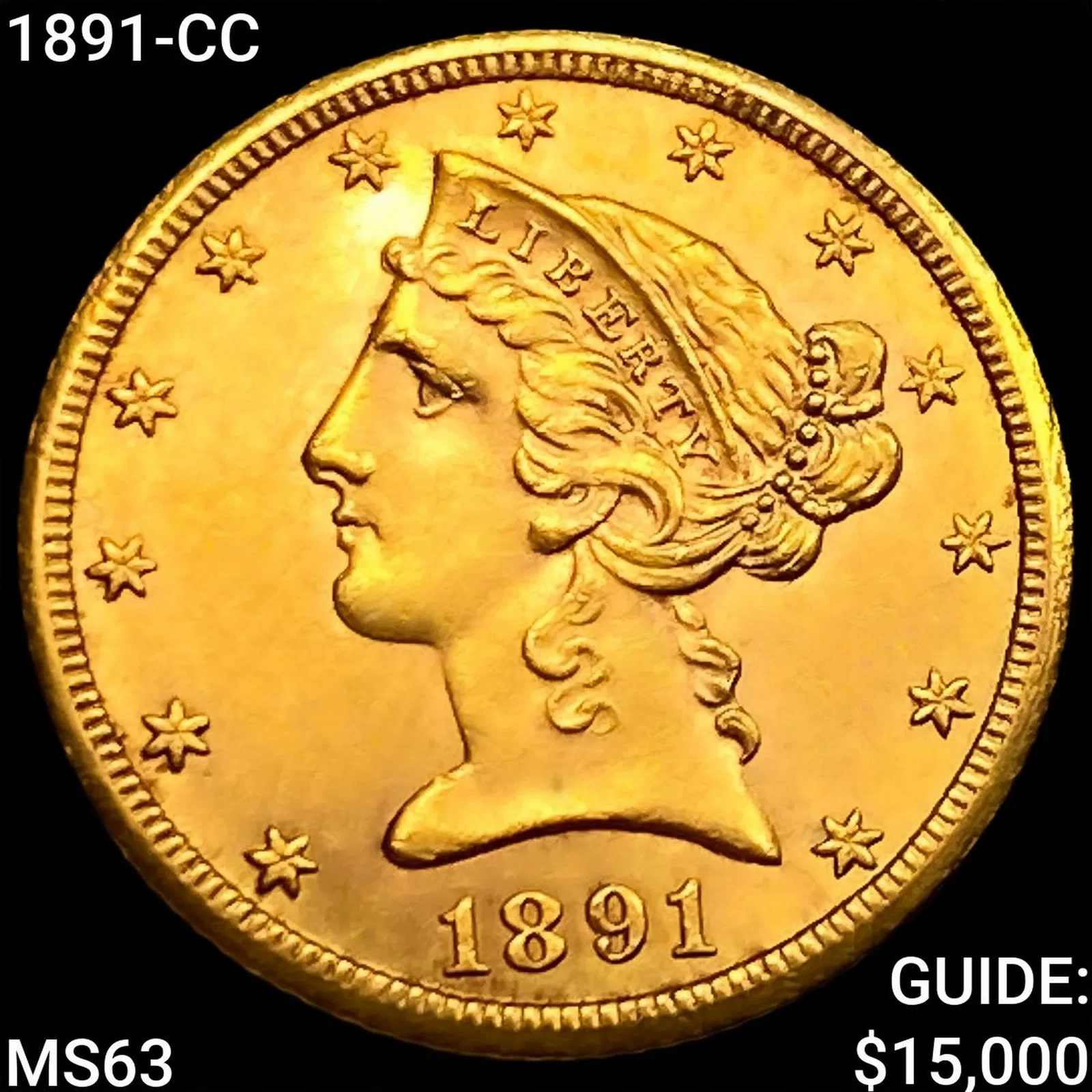 1891-CC $5 Gold Half Eagle CHOICE BU