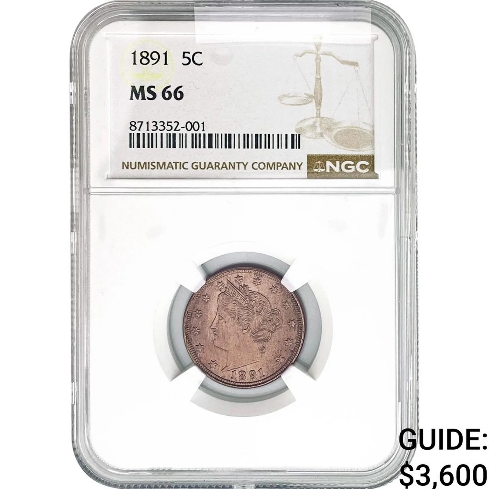 1891 Liberty Victory Nickel NGC MS66