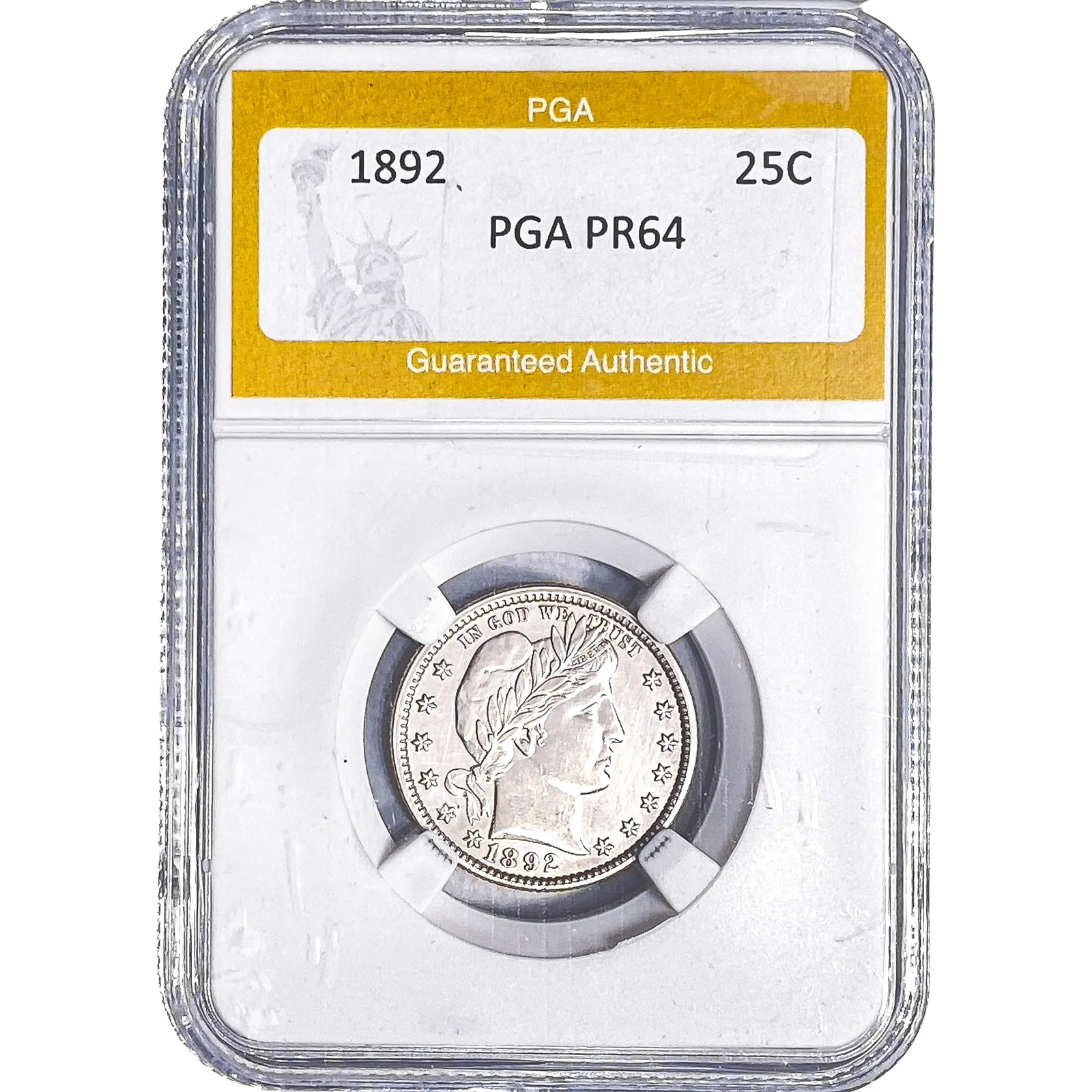 1892 Barber Quarter PGA PR64