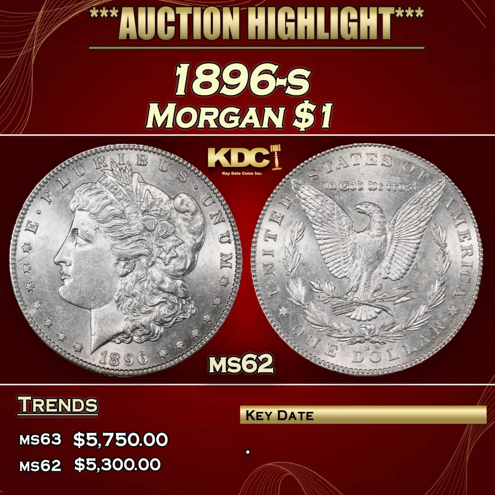 1896-s Morgan Dollar $1 ms62 USCG