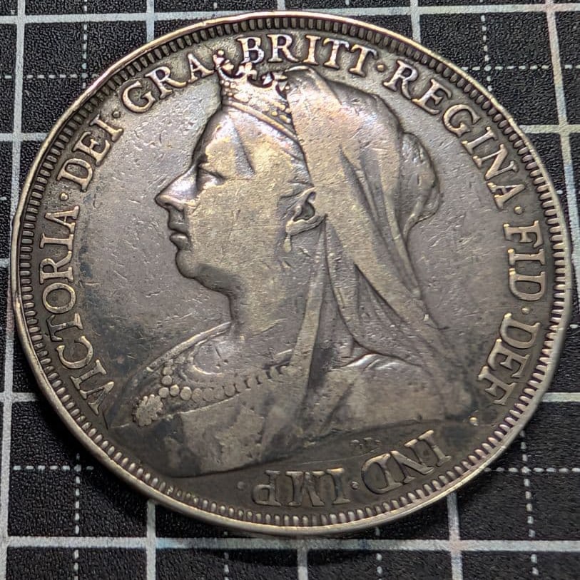 1897 British Queen Victoria Veil Headpiece Silver Coin
