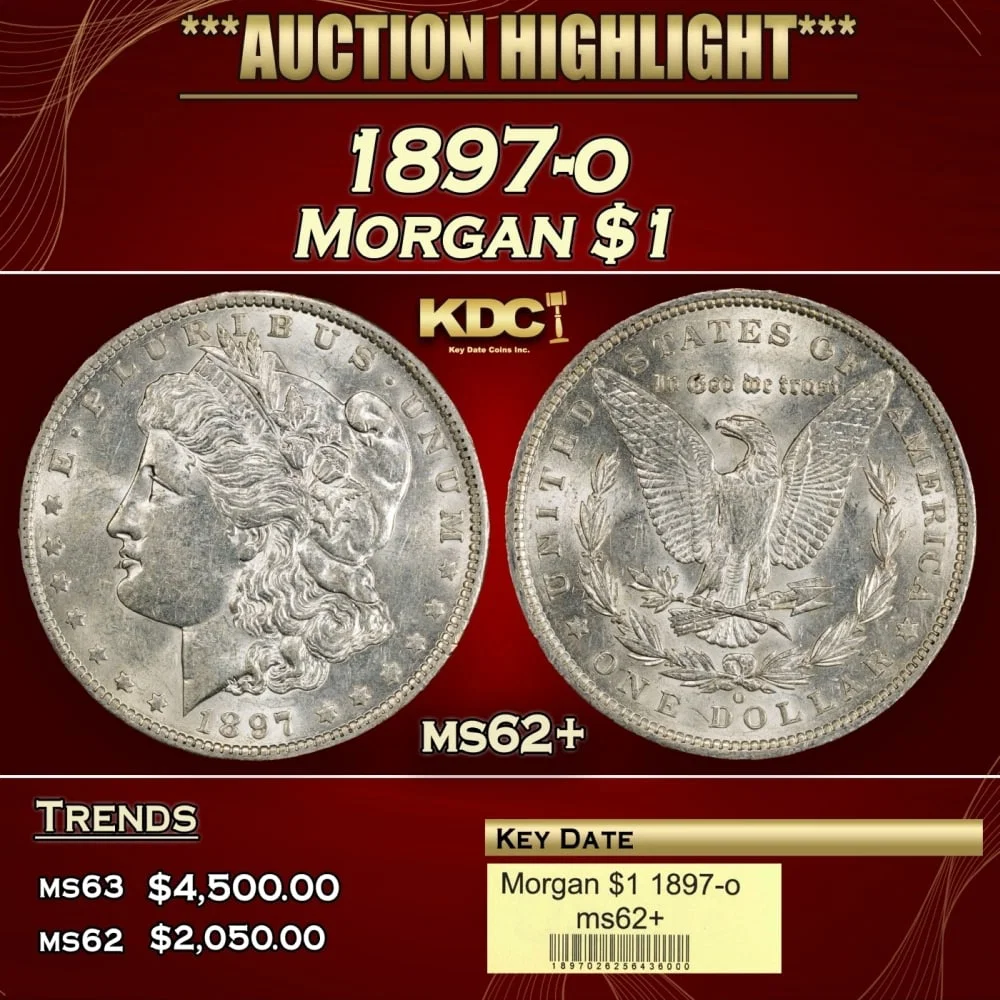 1897-o Morgan Dollar $1 ms62+ USCG