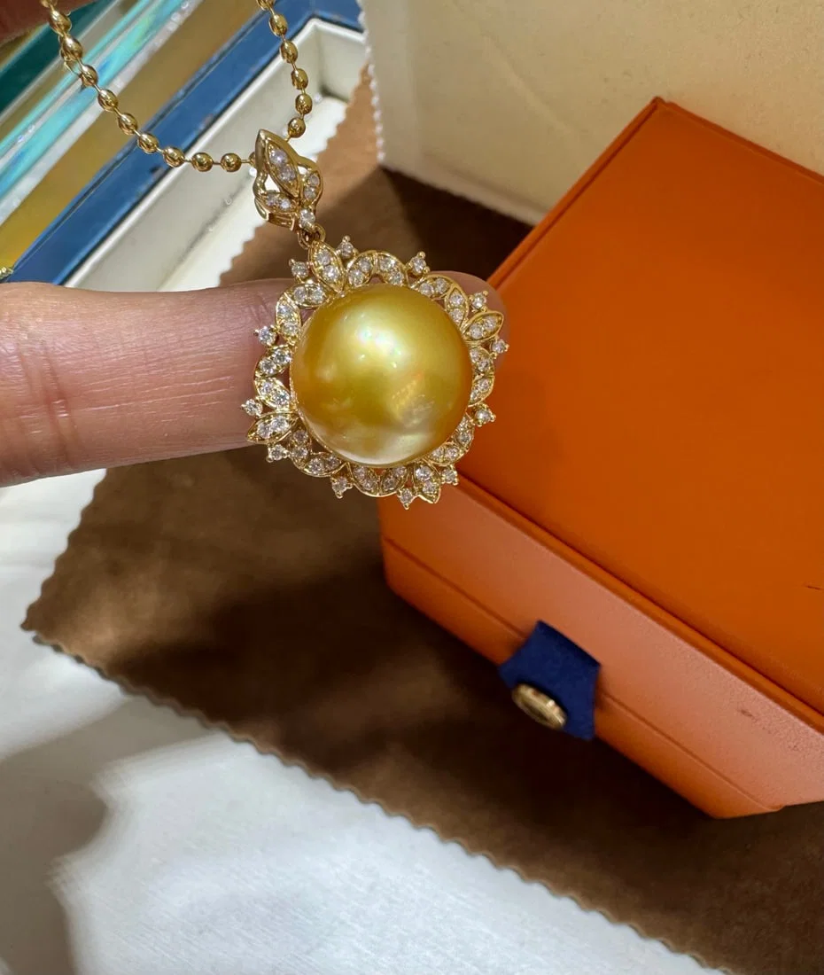 18k Diamond Philippine Gold Pearl Pendant