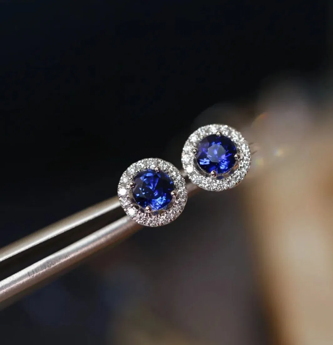 18K diamond-set sapphire stud earrings