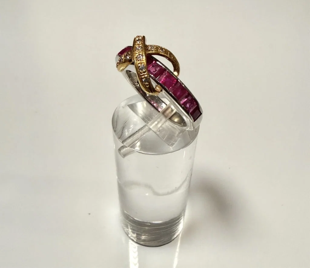 18K Gold And Platinum Ruby And Diamond Ring