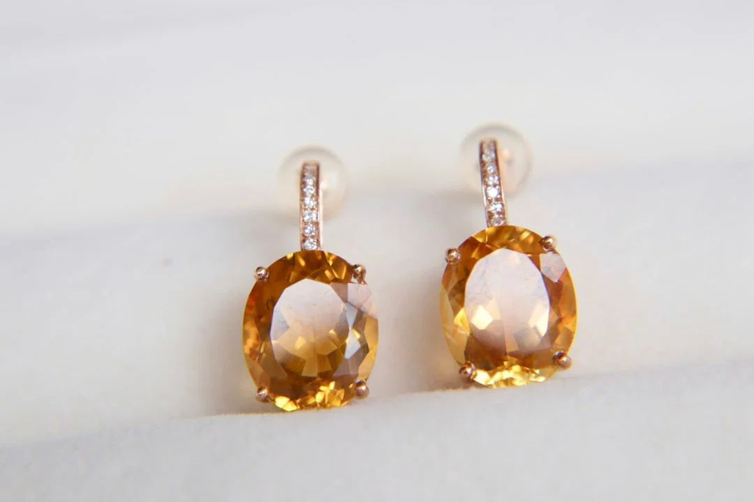 18K Gold Citrine Earrings