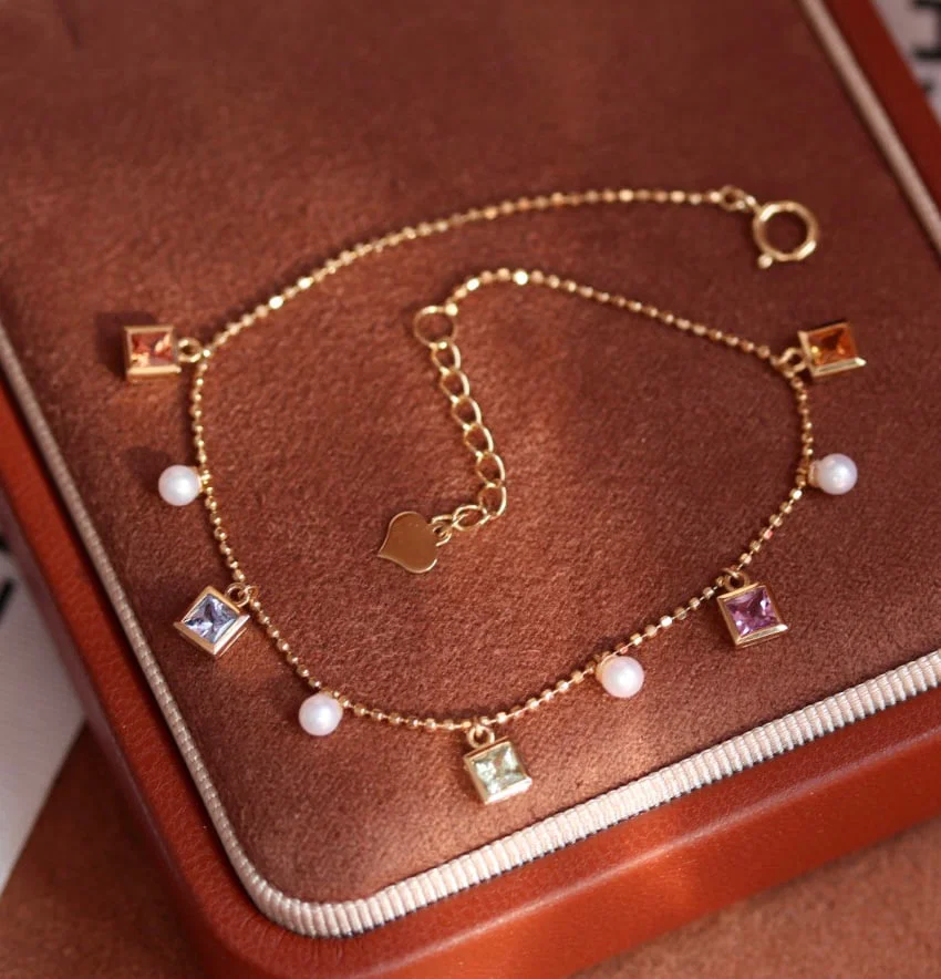 18K Gold Colored Gemstone Pearl Necklace