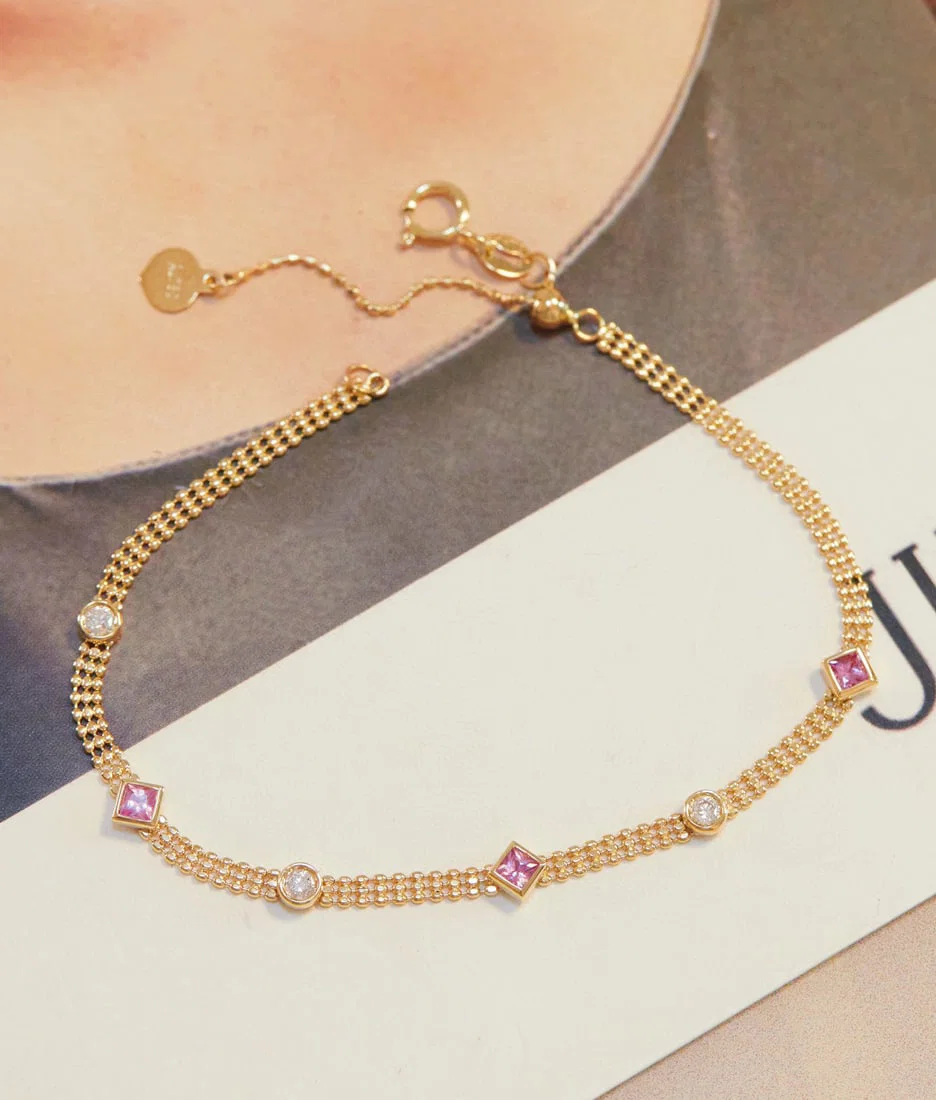 18k gold diamond and colored gemstone bracelet