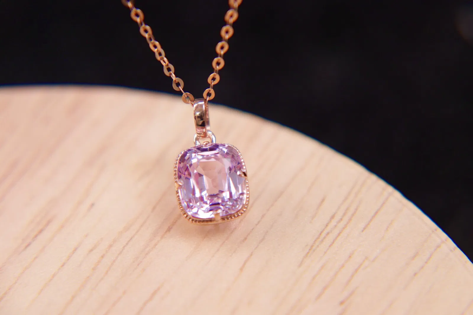 18K Gold Kunzite Pendant